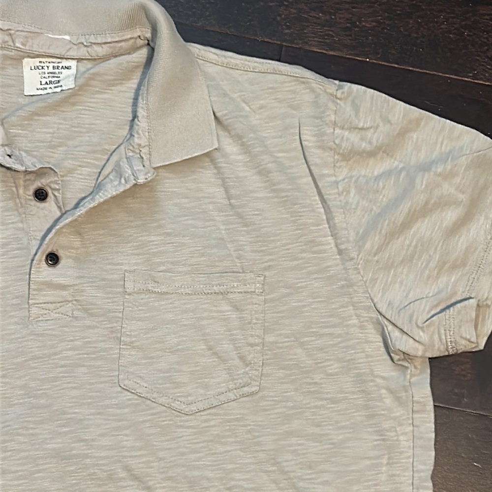 Lucky brand, cotton polo, shirt, light gray - Picture 3 of 4